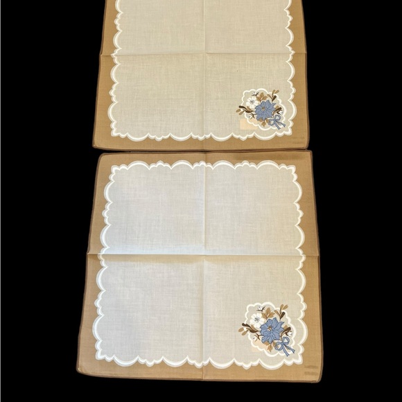 Vintage Sunweave Linen Corp. Set of 4 Victorian Blue Flower Cloth Napkins NWOT - Picture 7 of 12
